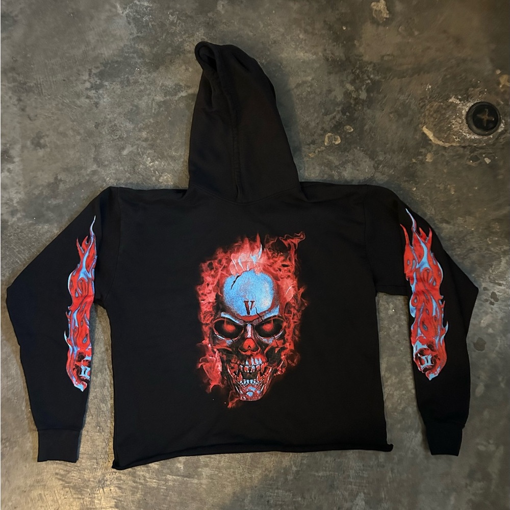 VLONE Skully Red Flame Hoodie Medium